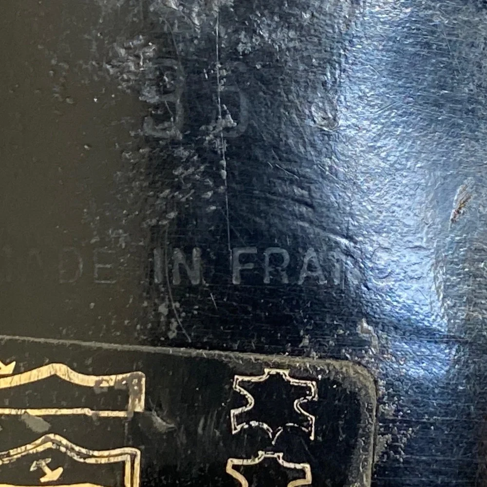 Chanel brown loafers laced black leather dress shoes moccasins 35 France oxfords - Picture 9 of 12